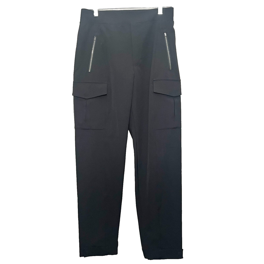 Athleta Endless High Rise Cargo Pants 6 Black Straight Leg Pull On Athleisure